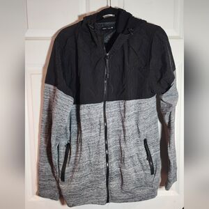Ocean Current Black and Gray Zip-Up Hooded Jacket Men's XL